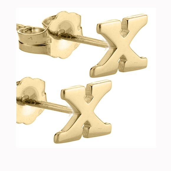 14k Gold Mini Alphabet Earrings Studs Sold as a Pair Fit for any Age - Picture 17 of 17